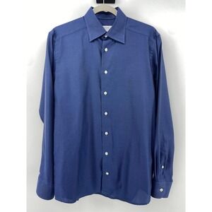 ETON Dress Shirt Mens Medium 15.5 Blue Slim Fit Geometric Cotton Quiet Luxury